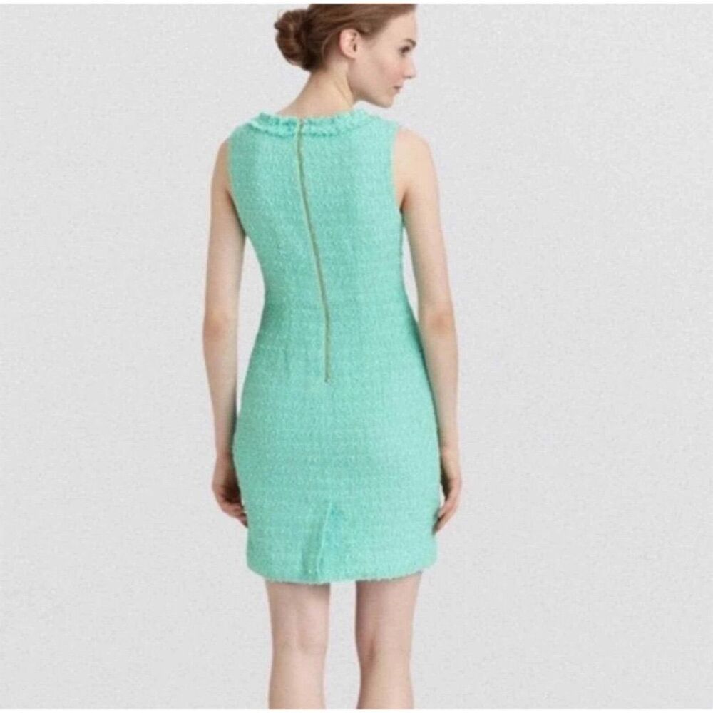 Kate Spade Terri Boucle Aqua Tweed Sheath Dress Size 0 Sleeveless Spring - Picture 2 of 10